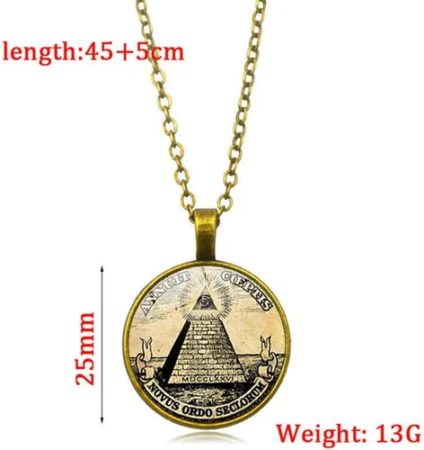 Vista 2 de Collar con colgante masónico para hombres y mujeres, collar espiritual con símbolo de masones para hombre y mujer, joyería de regalo gratis