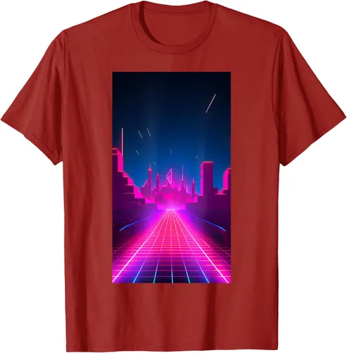Vista 19 de Camiseta Retrowave Street 80s Vaporwave Synthwave, Negro -, Pequeña