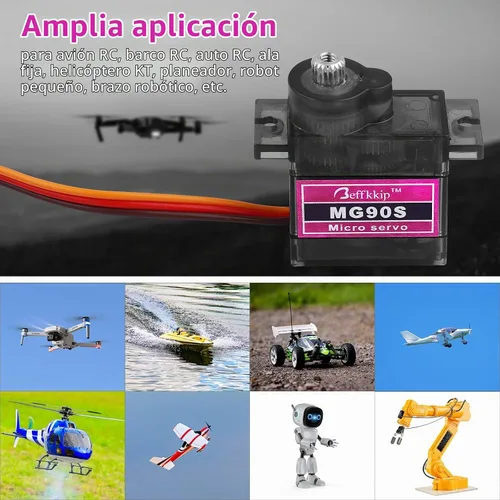 Vista 6 de 2 piezas MG90S 9g Micro Servo Motor Metal Gear para RC Robot Coche Avión Helicóptero Mini Servos para Arduino Proyecto Compact 9g servos with
