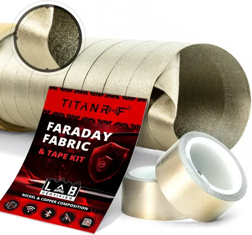 Vista 11 de Mission Darkness TitanRF Faraday - Kit de tela de 1 yarda/ Tela de 44" de ancho x 36" de largo + cinta de 36" de largo, material de poliéster