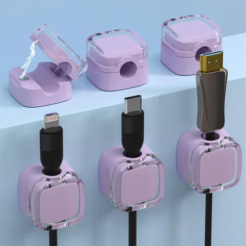 Vista 18 de IFNOW Paquete de 6 clips magnéticos para cables para mesita de noche, soporte de cable autoadhesivo en blanco y negro, clip ajustable para negro