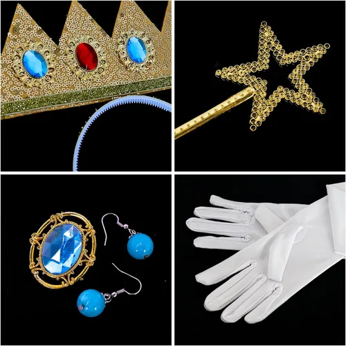 Vista 4 de PENDELY Disfraz de princesa melocotón para niñas, vestido de princesa melocotón para niños de 6, 7, 8, 9, 10, 11, 12 años, disfraz de cosplay