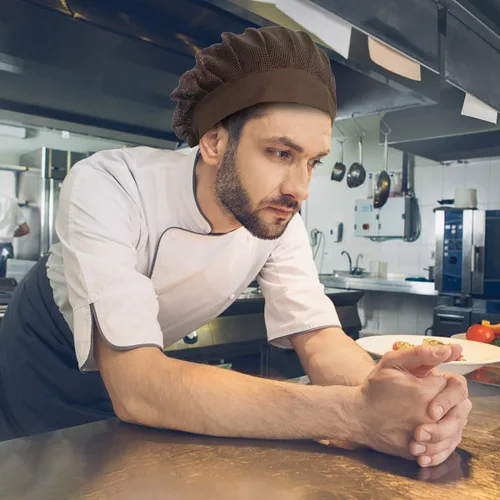 Vista 3 de Paquete de 4 u 8 gorros de chef para cocina, gorra de chef ajustable para servicio de alimentos, redes para el cabello, reutilizables, lavables