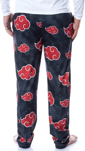 Vista 3 de Bioworld Naruto Shippuden Akatsuki Clouds - Pantalones de pijama para hombre, Negro