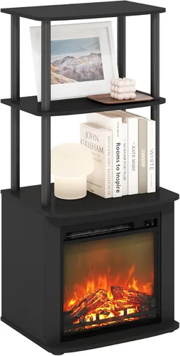 Vista 16 de Furinno Jensen Soporte de Centro de Entretenimiento con Chimenea para TV de hasta 55 Pulgadas, Americano, Eléctrico con Cable, Ajustable