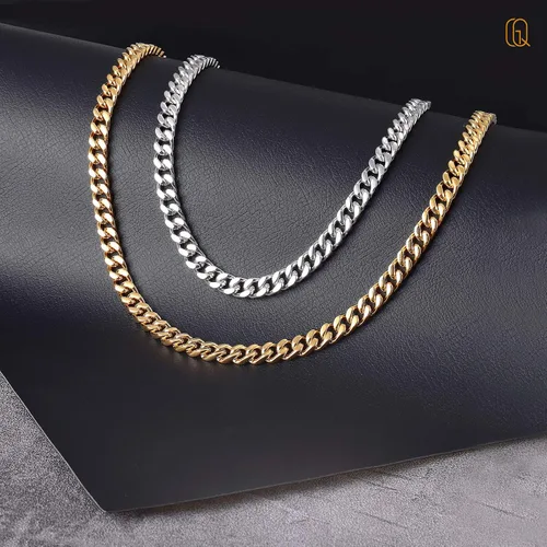 Vista 5 de QGoliver Cadena de eslabones cubanos para hombre, cadena de eslabones de Miami, collares de acero inoxidable, joyería de hip hop para hombres