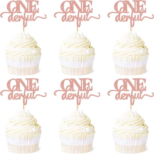 Vista 10 de Ercadio Paquete de 24 adornos para cupcakes y selecciones para baby shower y fiestas infantiles, decoraciones negras con purpurina