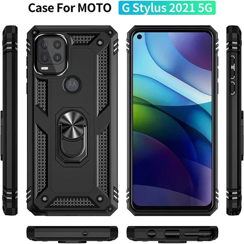 Vista 7 de Androgate Funda compatible con Moto G Stylus 5G con protector de pantalla HD, soporte de anillo de grado militar, soporte para automóvil, prueba