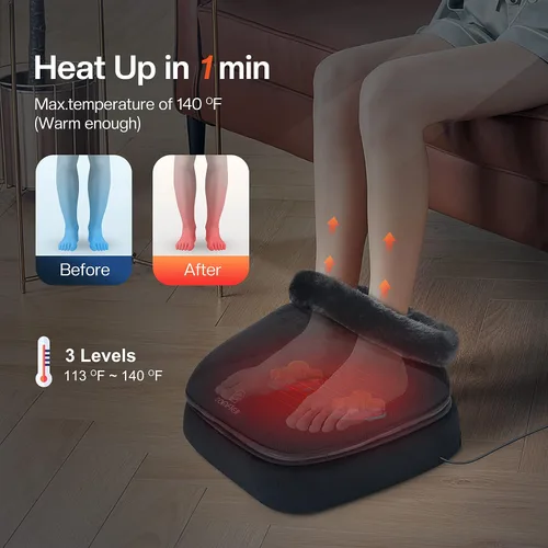 Vista 3 de COMFIER Shiatsu - Masajeador de pies con calor, masajeador de pies y espalda 2 en 1, máquina masajeador de pies para fascitis plantar, neuropatía