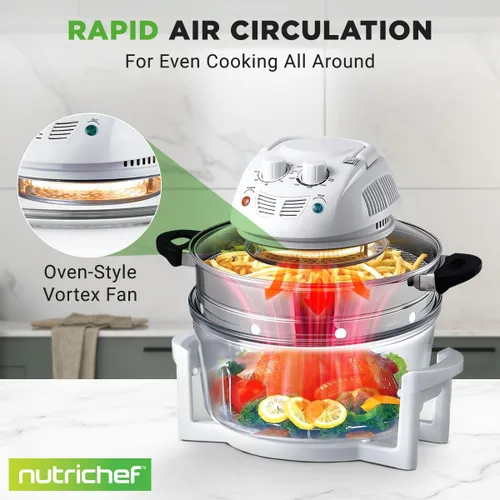Vista 5 de NutriChef AZPKAIRFR48 - Freidora de aire para encimera de horno halógeno, cocina de convección infrarroja de 1200 W 13 cuartos de galón con cuenco