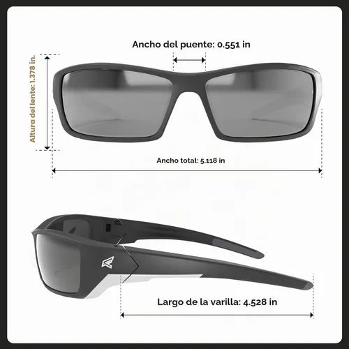 Vista 5 de Edge Reclus gafas de seguridad con clasificación ANSI - Marco negro/lentes antirreflectantes