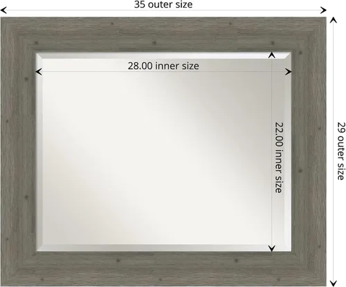 Vista 4 de Amanti Art Espejo de baño de madera, espejo de pared gris para usar como espejo de tocador de baño sobre el fregadero (29 x 35 pulgadas), espejo