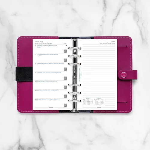 Vista 6 de Filofax Calendario de recambio de diario, tamaño personal/compacto, semana en una página con notas, libro blanco, multilingüe: cinco idiomas, 2025
