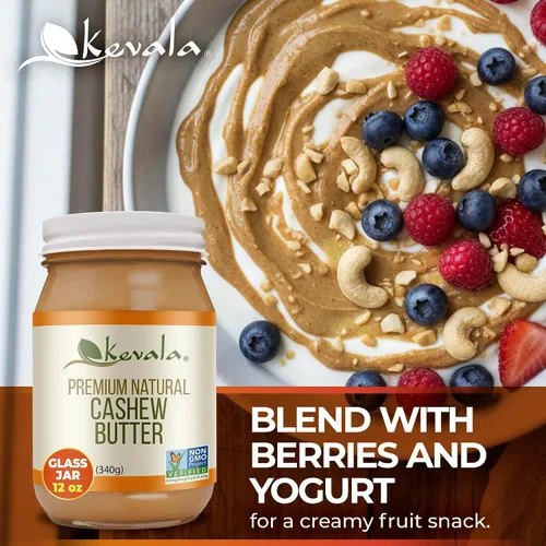 Vista 5 de Kevala Mantequilla de anacardo, natural premium, 12 oz Spreadable Cream for Sandwiches with no Additives, Premium Spread for Toast and Pancakes