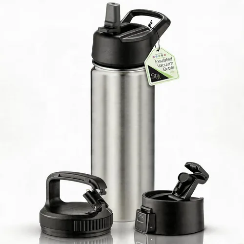 Vista 12 de SIPX™ Botella de Agua Aislada de 18 oz con 3 Tapas – Acero Inoxidable a Prueba de Fugas, Triple Aislamiento – Frío 24 Horas/Caliente 12 Horas
