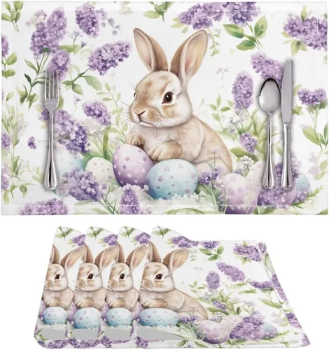 Vista 64 de BIGCARJOB Mantel individual de diseño personalizado, 4 piezas, tapete de mesa resistente al corazón, 12 x 18 pulgadas 1-diseño personalizado