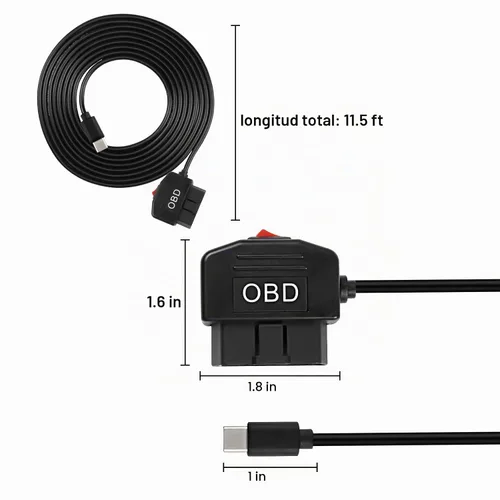 Vista 2 de XMSJSIY Cable de alimentación OBD para cámara de tablero tipo C OBD2