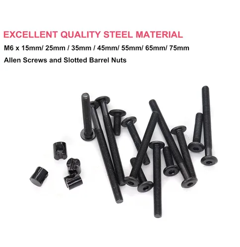 Vista 2 de cSeao 100 tornillos de cuna M6 para cuna de bebé, tornillos hexagonales negros para construir muebles de cuna, sillas de cuna, 0.591 in, 0.984 in