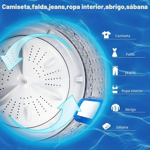Vista 5 de KRIB BLING Lavadora completamente automática con bomba de drenaje, lavadora compacta de 17.7 libras, 10 programas de lavado y 8 niveles de agua