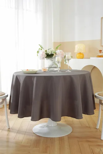Vista 3 de Paquete de 2 Manteles Redondos de 120 Pulgadas de Carbón, Mantel de Poliéster Lavable para Uso en el Hogar, Fiestas, Bodas o Restaurantes. Gris