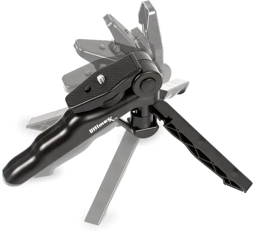 Vista 5 de Ultimaxx Mini trípode de mesa ligero y portátil de 6.5 pulgadas, agarre de pistola para cámaras DSLR y sin espejo, funciona como trípode
