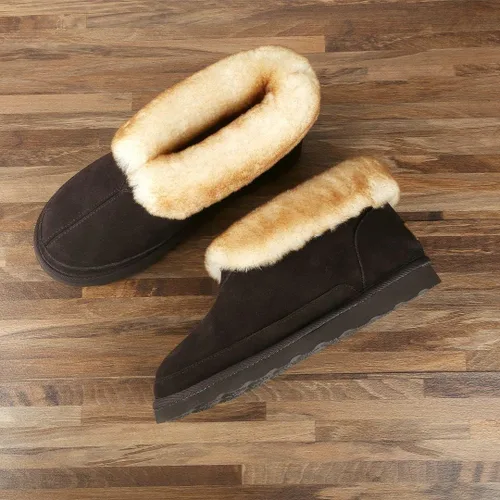 Vista 7 de Pantuflas de oveja para hombre, botines de tobillo para interiores y exteriores con espuma viscoelástica
