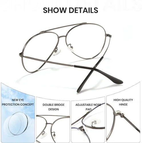 Vista 7 de Cyxus Davos French Ma-con Style Aviator Glasses Blue Light Blocking Eyeglasses for Computer UV Protection Anti Eyestrain 8805