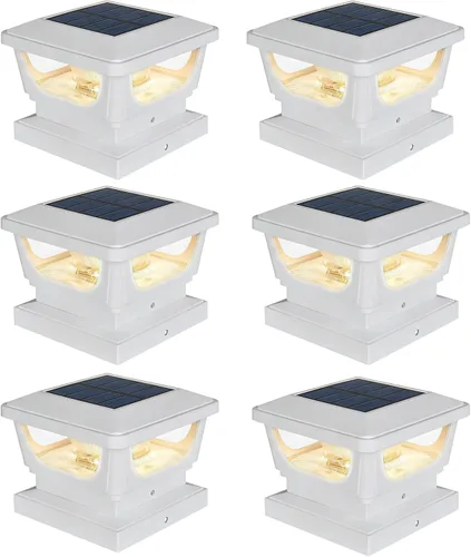 Vista 13 de Luces solares para postes de metal de 3 x 3 pulgadas, vinilo y madera de 4 Armazón negra