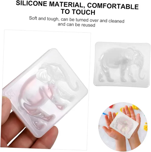 Vista 7 de Didiseaon Molde de elefante divertido Molde de silicona de pegamento de cristal DIY Material de silicona de forma redonda