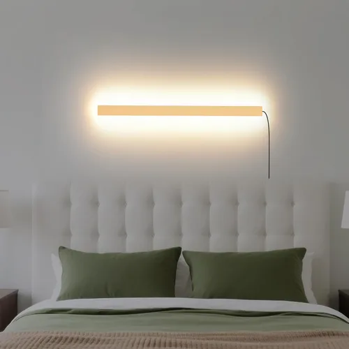 Vista 17 de KELUOLY Apliques de pared modernos enchufables, 23.6 pulgadas, luces LED de pared largas negras esmeriladas, lámpara de pared acrílica de 12 W Negro