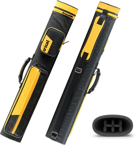 Vista 10 de CRICAL Pool Cue Case 2x4 Hard Pool Stick Case Holds 2 Butts and 4 Shafts for Adults Billiard Cue Case with Soft Shoulder Straps Negro