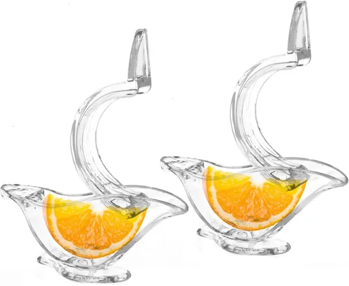 Vista 5 de Exprimidor manual de rodajas de limón de 2 piezas, exprimidor de frutas portátil de plástico, exprimidor de mano con forma de pájaro para granada