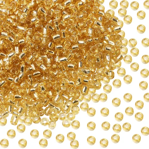 Vista 6 de Cuentas de cristal de ángel Penta de 1.76 oz, mini cuentas redondas de poni espaciadoras sueltas para aretes, pulseras, collares, cuentas de Champán