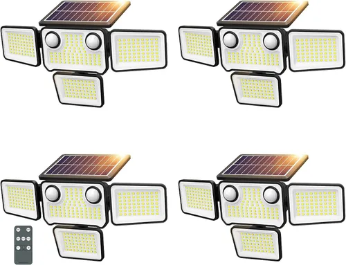 Vista 12 de Luces Solares para Exteriores Impermeables de 4500LM, 254 Luces LED Solares Reflectoras para Exteriores con 2 Sensores de Movimiento, Luz