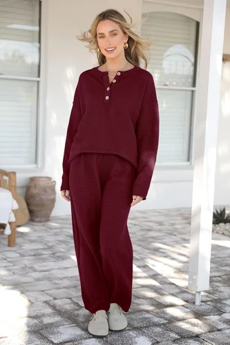 Vista 7 de PRETTYGARDEN Conjunto de 2 piezas de suéter de punto de otoño y pantalones de pierna ancha para mujer 2024