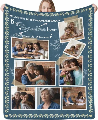 Vista 36 de Manta personalizada con fotos: hecha en EE. UU., manta personalizada para regalo conmemorativo con collage de 10 fotos, mantas personalizadas, manta