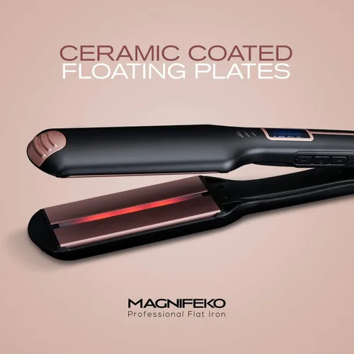 Vista 5 de Plancha profesional de plancha plana para el cabello, con placa ancha y pantalla digital, alisadores de pelo de titanio de doble voltaje