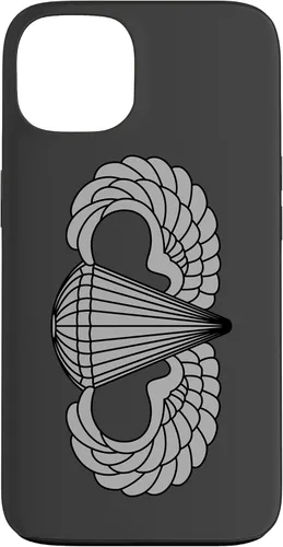 Vista 6 de Insignia básica de paracaidista para iPhone 14, alas de salto aerotransportadas, funda gris