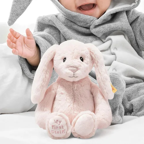 Vista 2 de Steiff Hecho a mano desde 1880 - Conejo de peluche prémium My First Steiff de 10 pulgadas Gris claro