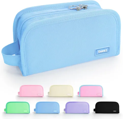 Vista 9 de Sooez - Estuche para lápices con apertura amplia, estuche organizador de gran capacidad para artículos de papelería, bolsa estética para lápices