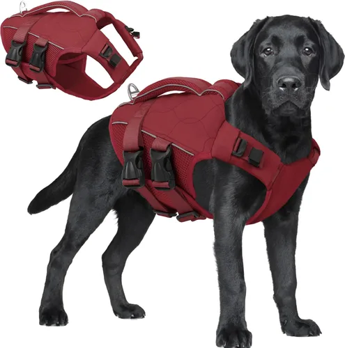 Vista 24 de ASENKU Chaleco salvavidas para perros, chaleco de natación para perros de alta flotación con asas de rescate para perros pequeños, medianos