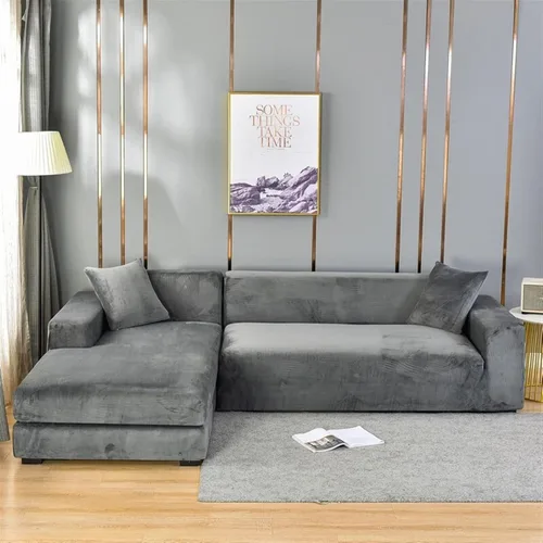 Vista 8 de MIPOPS Fundas de sofá de tela de terciopelo, funda elástica para sofá seccional, funda de sofá en forma de L, funda para sillón diván para sala de J