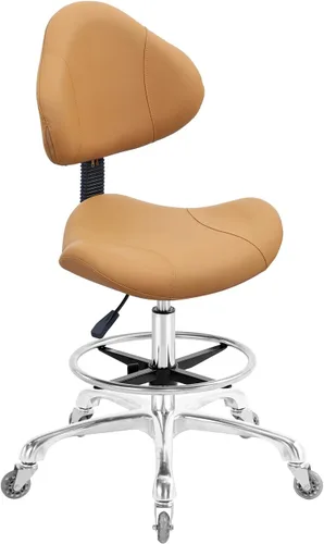 Vista 10 de Silla de dibujo giratoria con ruedas, ajustable, resistente (400 libras), soporte lumbar, silla de tareas para escritorio en casa, estudio Negro