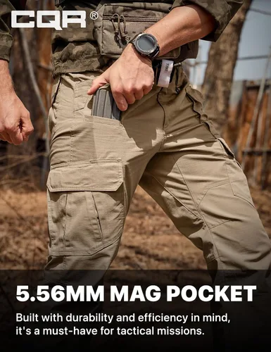 Vista 6 de CQR - Pantalones tácticos tipo cargo para hombre, tejido ripstop, resistentes al agua, ligeros, para uso diario, trabajo, senderismo o exteriores