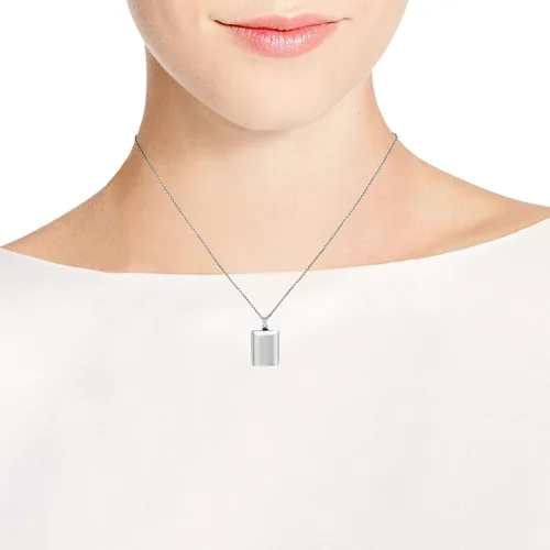 Vista 5 de AeraVida Collar con medallón de plata de ley 925 pulido rectangular