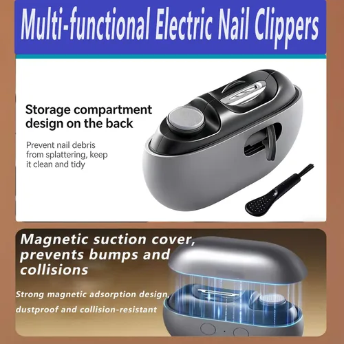 Vista 5 de Cortaúñas eléctrico, 3 en 1 automático, juego de manicura y pedicura recargable, adecuado para personas mayores, hombres y niños, diseño