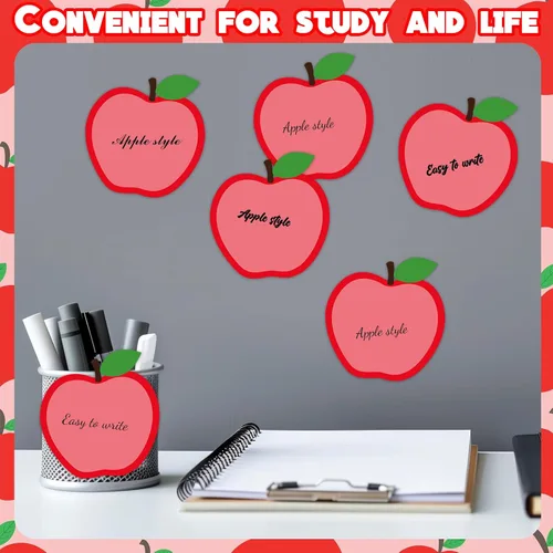Vista 5 de 12 notas adhesivas de manzana, lindas notas adhesivas de manzana, notas adhesivas autoadhesivas de dibujos animados de frutas, almohadillas Día
