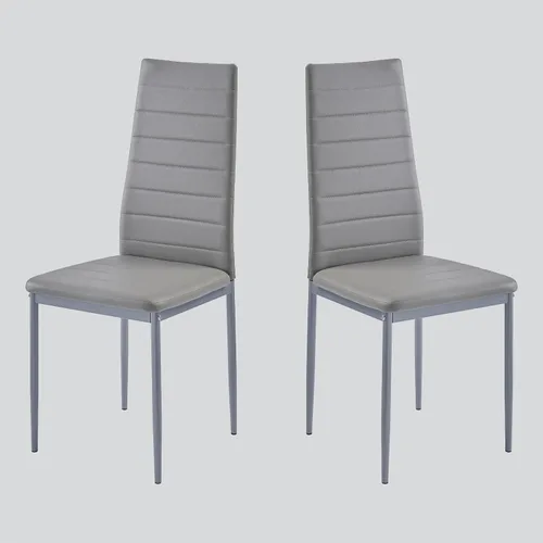 Vista 8 de Juego de sillas de comedor para cocina, sillas modernas de metal con asiento acolchado de piel sintética, respaldo alto y sillas de patas cromadas