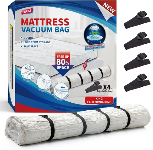 Vista 9 de TAILI Bolsa de almacenamiento al vacío para colchón, fácil de mover para espuma viscoelástica, individual/individual XL Transparente
