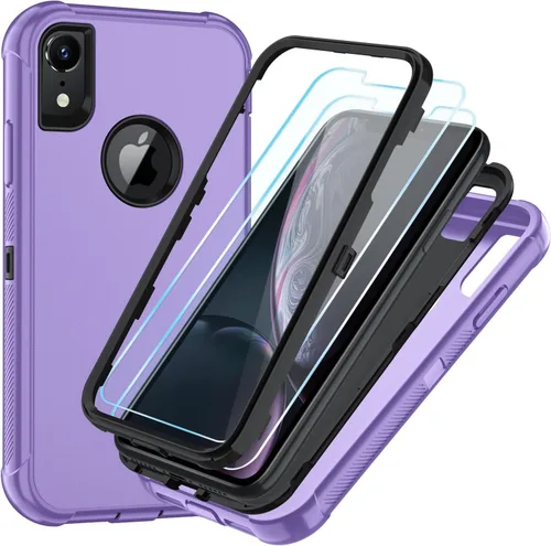 Vista 19 de SunStory Funda compatible con iPhone Xs/X con protector de pantalla HD, 3 capas de alta resistencia de cuerpo completo, funda protectora híbrida 3